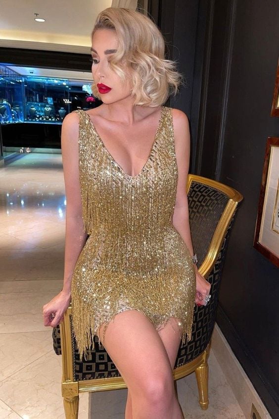 Robe de fête à franges chic et séduisante