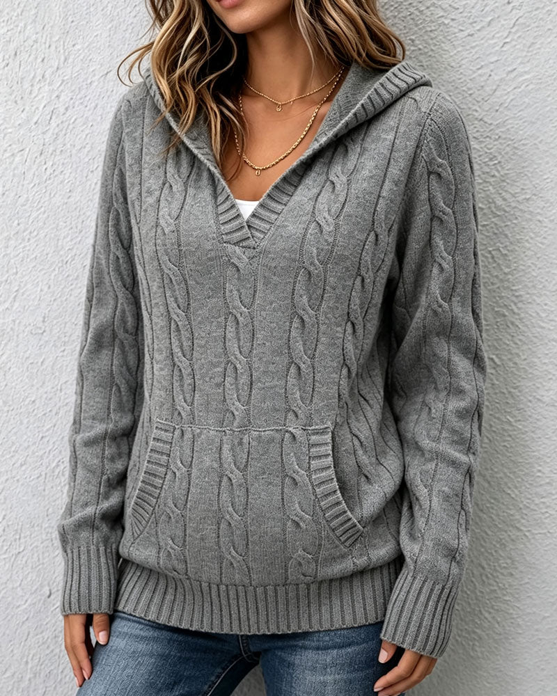 Pull à capuche en tricot torsadé