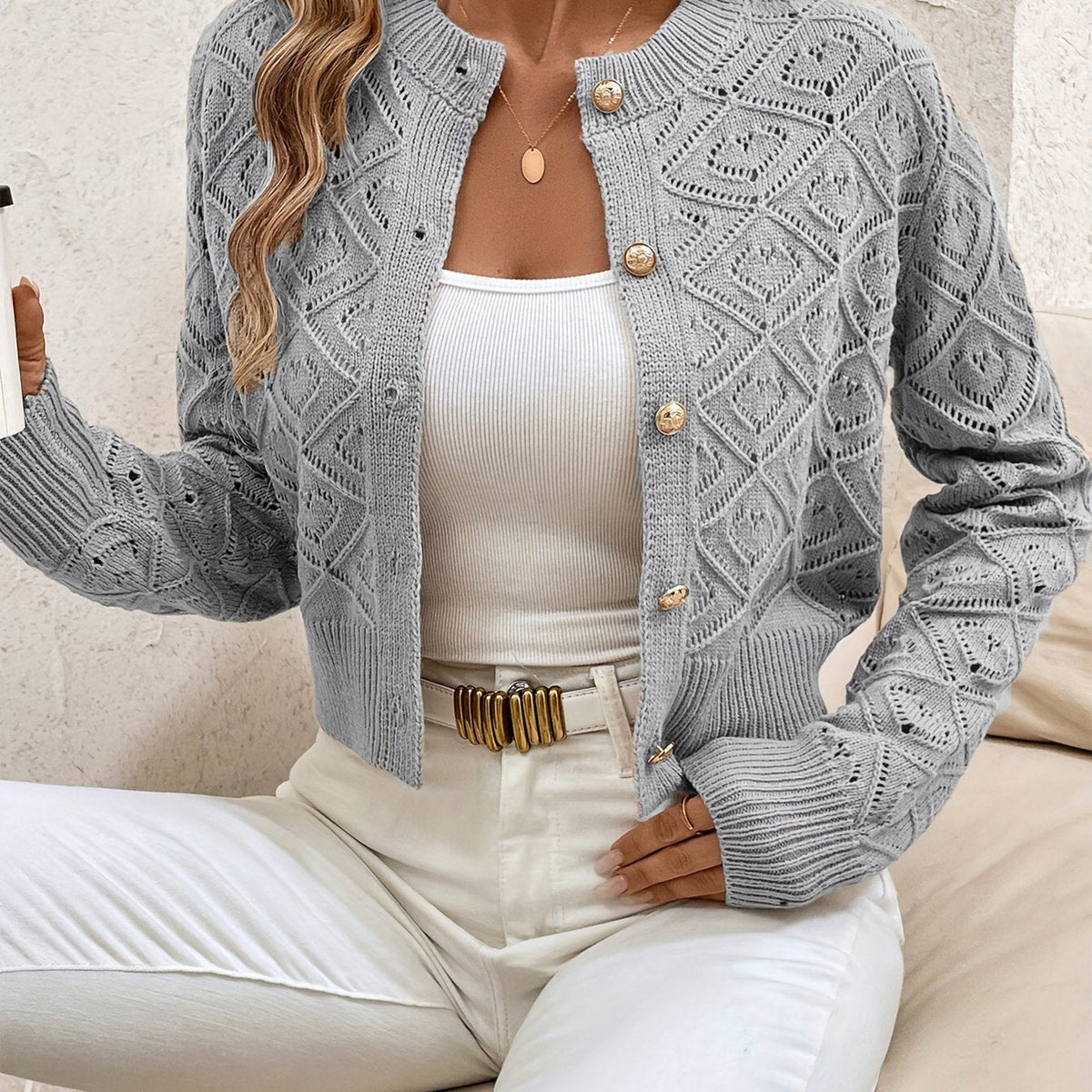 Martine - Gilet Élegant en Tricot avec Boutons