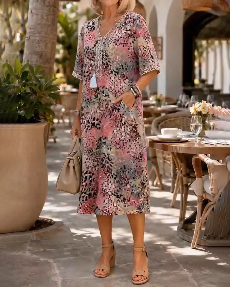 Robe Coloré Léopard Imprimé Midi