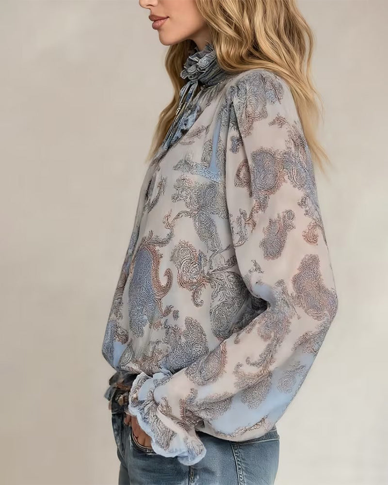 Blouse Bordure Dentelle Cordon De Serrage Transparente
