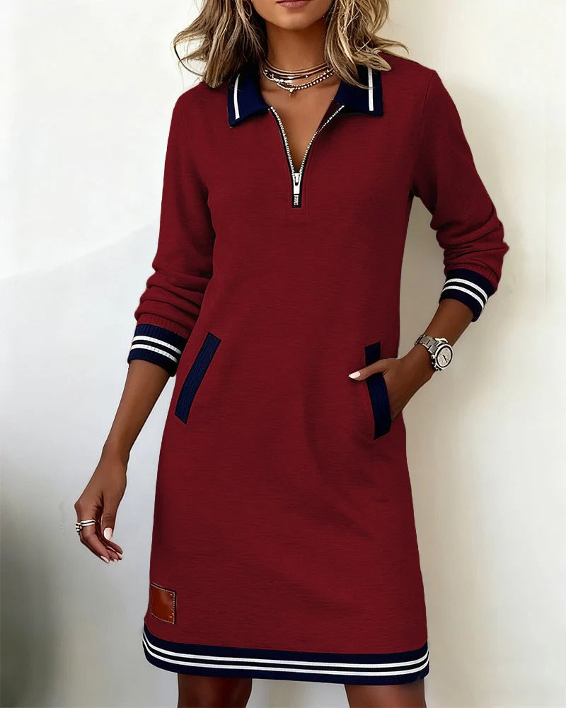 Robe Tricot Moderne avec Col Ajustable