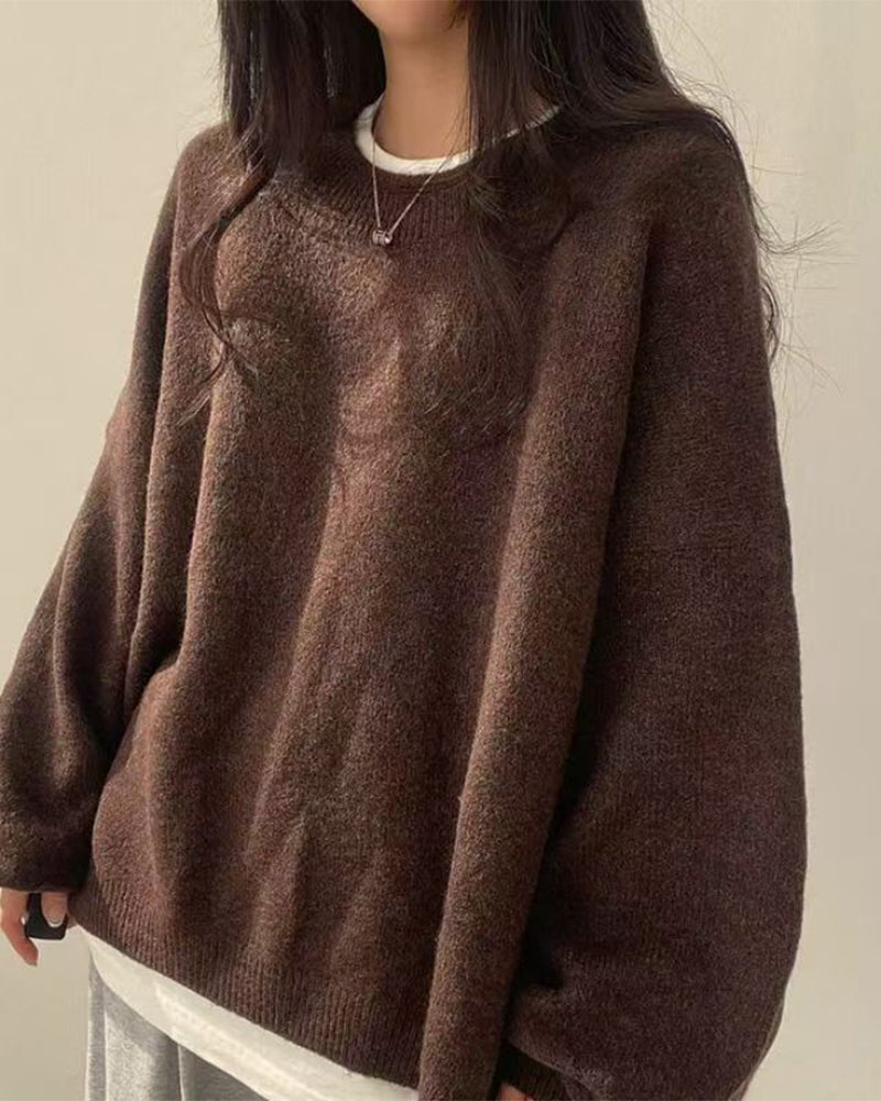Pull à col rond avec fente sur le côté