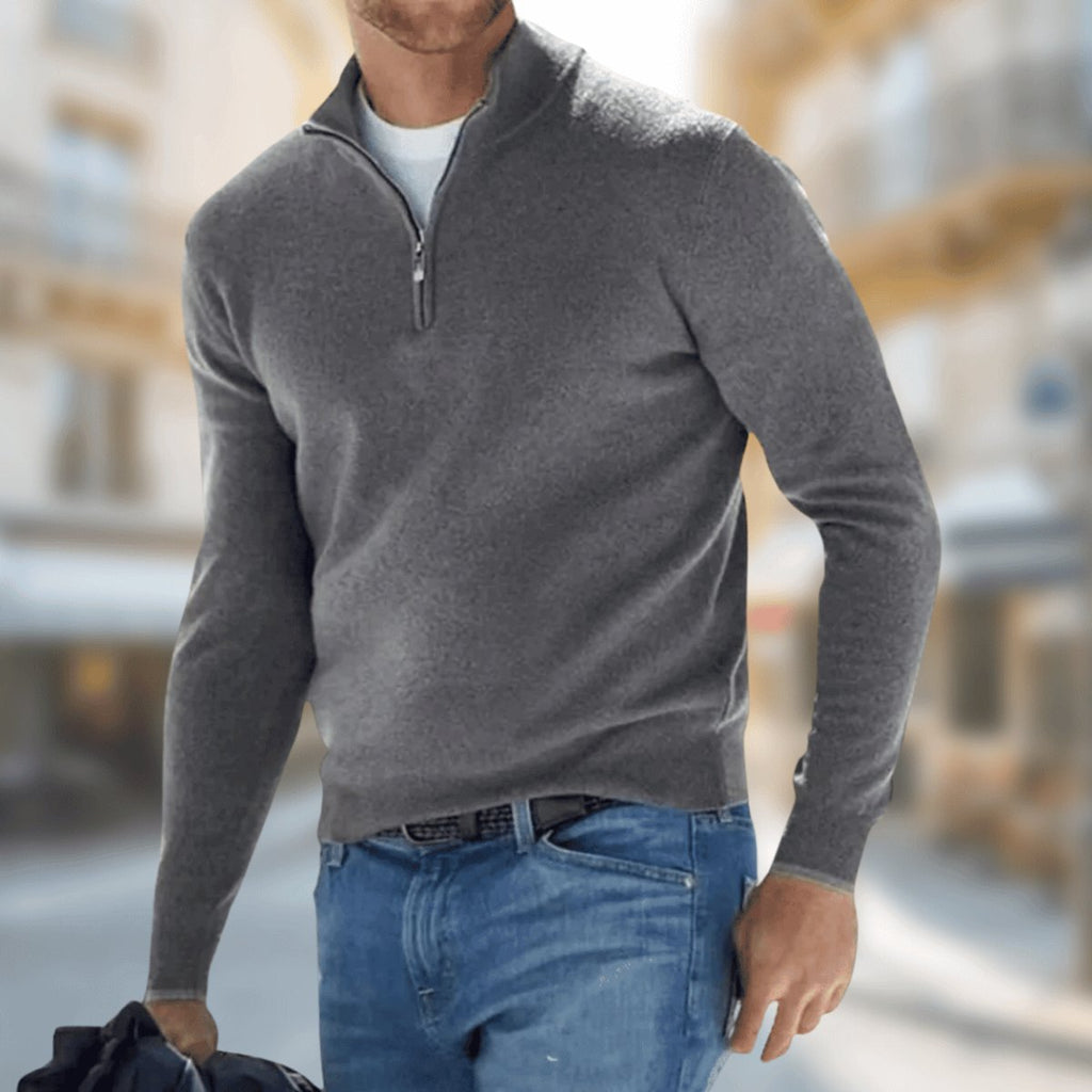 Jonas | Pull en Tricot Moderne avec Fermeture Éclair Quart