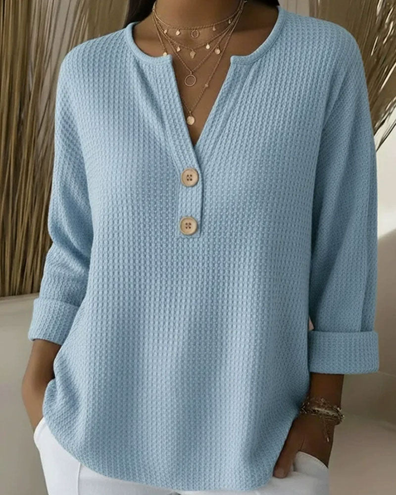 Haut Femme Waffle Col V