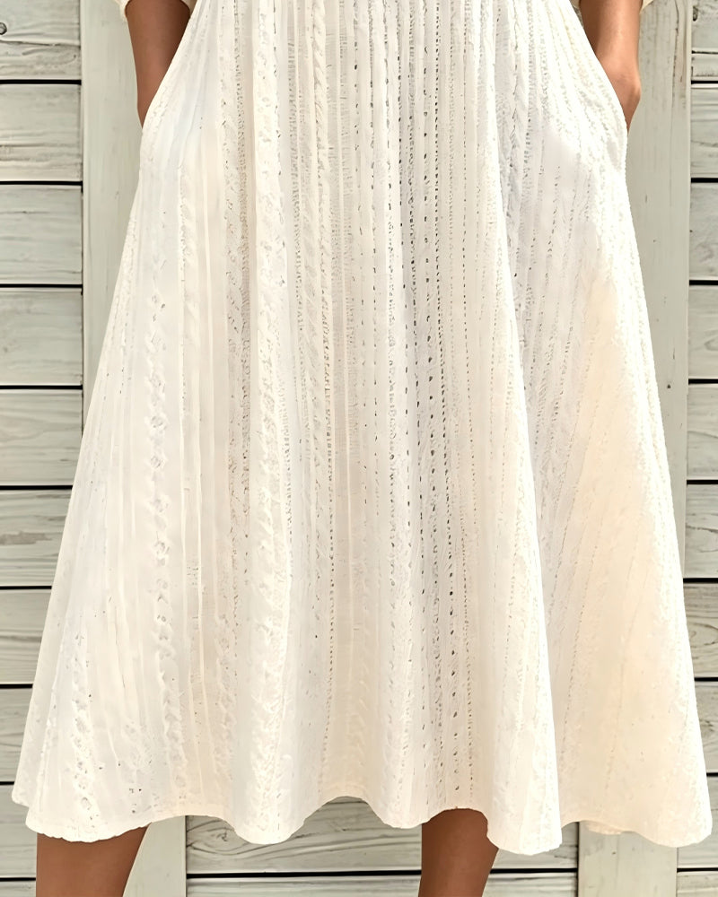 Robe Col Doux Manche Bouffante Bouton