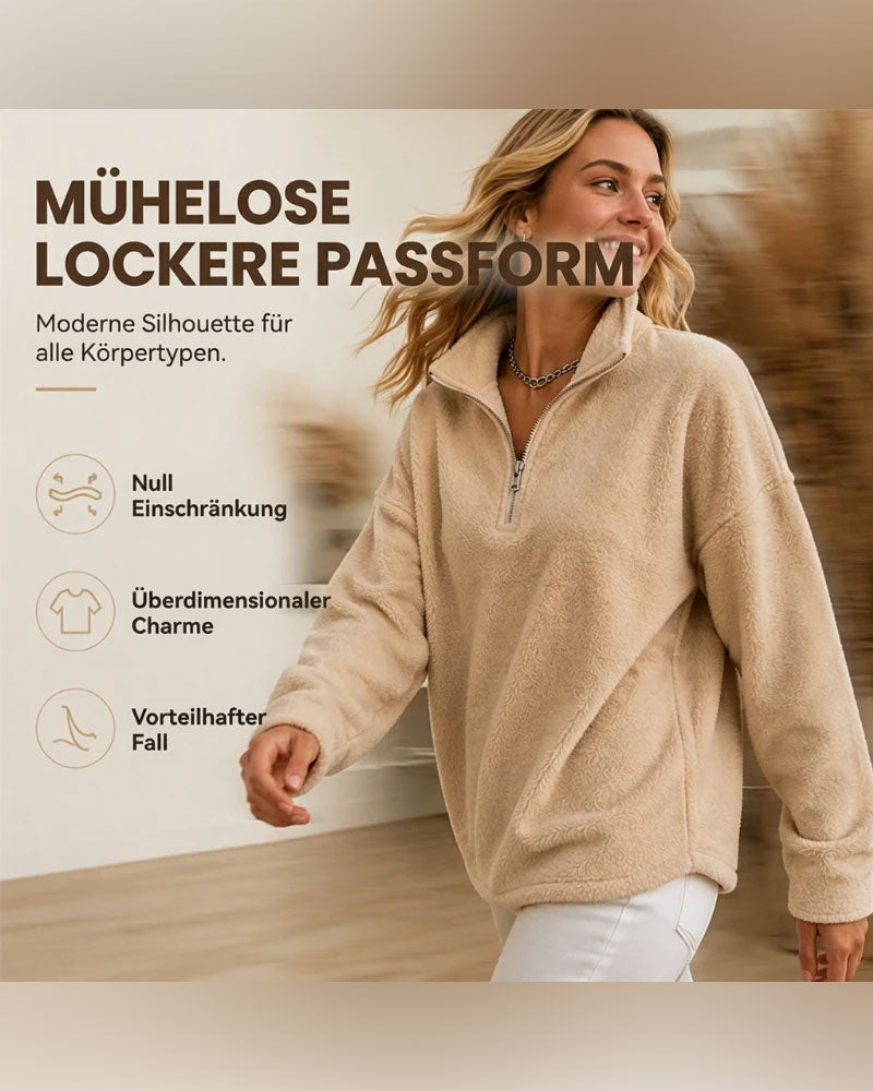 Pull Sweat à Col Montant Petit Zip