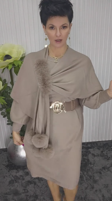 Elsabeth | Robe midi chic avec ceinture décorative