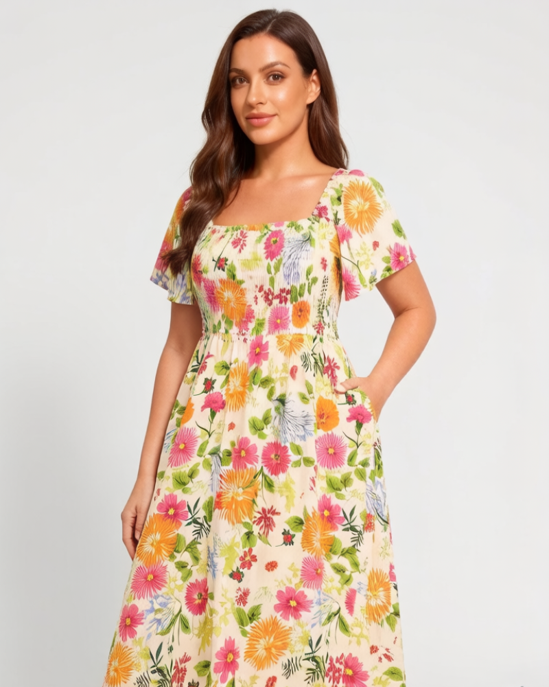 Cariella | Robe Midi Féminine avec Manches Flottantes