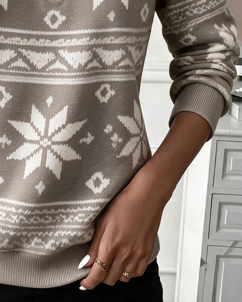 Sweat Imprimé Demi Zip Col Montant