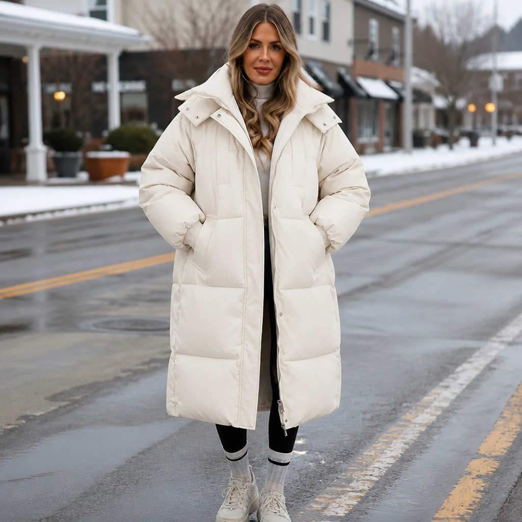 Elise | Manteau d'hiver long et élégant pour femmes avec capuche