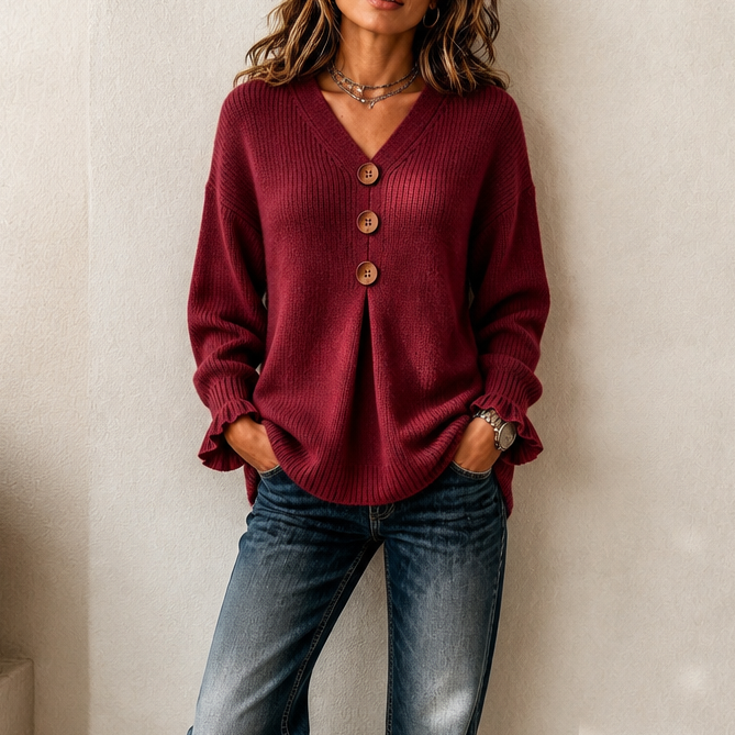 Emily | Pull en Tricot Élégant et Confortable pour Femmes avec Décolleté en V