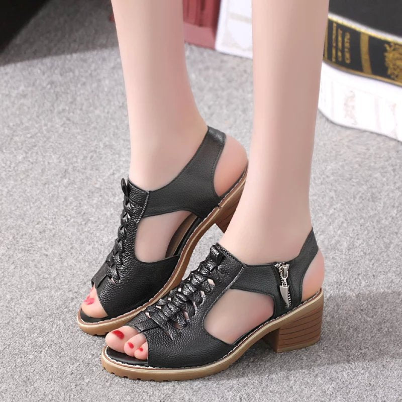 Sandales confortables pour femmes avec un design de lanières élégant et une fermeture éclair à la mode R&B