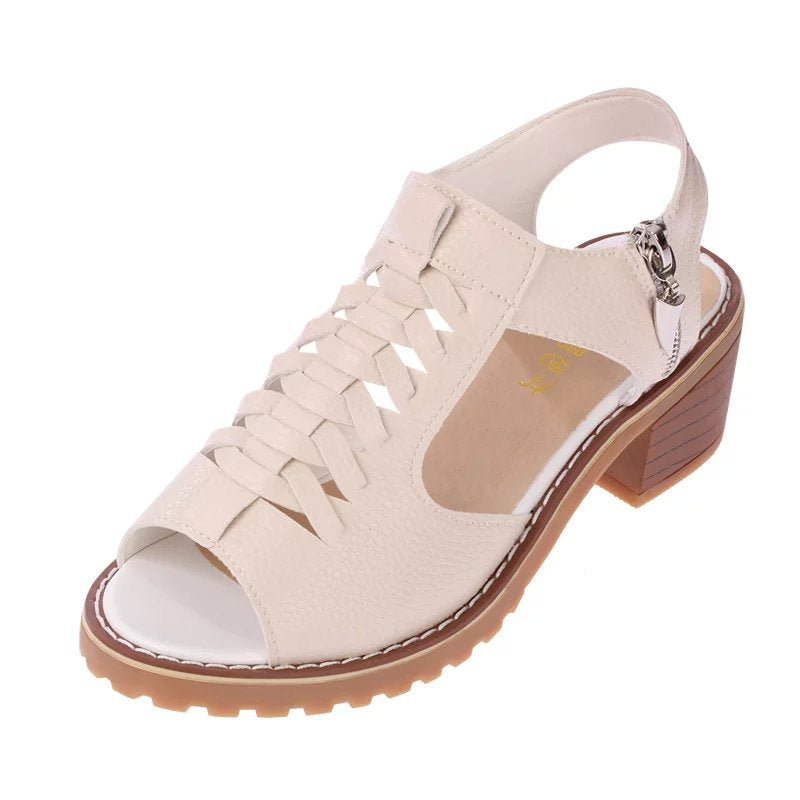 Sandales confortables pour femmes avec un design de lanières élégant et une fermeture éclair à la mode R&B