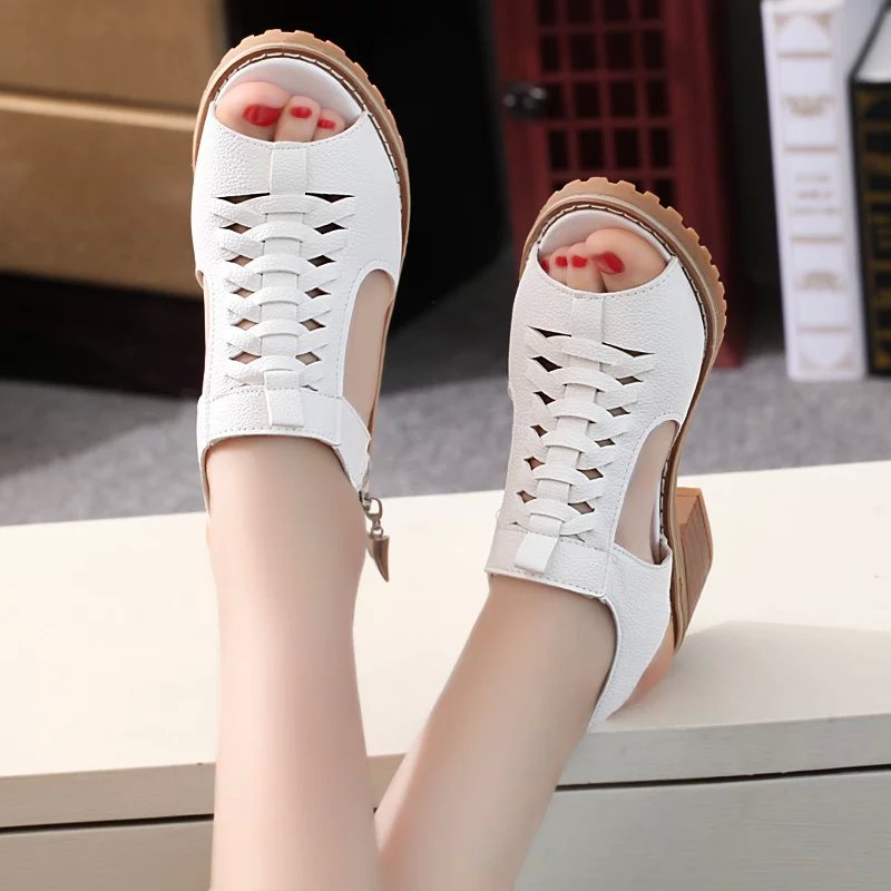Sandales confortables pour femmes avec un design de lanières élégant et une fermeture éclair à la mode R&B