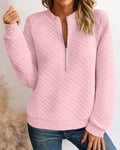 Sweat-shirt uni à col montant et fermeture éclair
