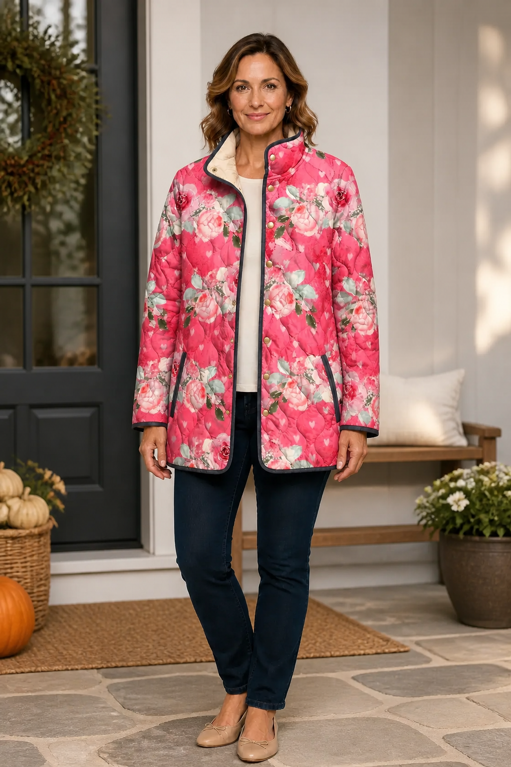 Lisa | Veste matelassée élégante et confortable pour femmes avec motif floral