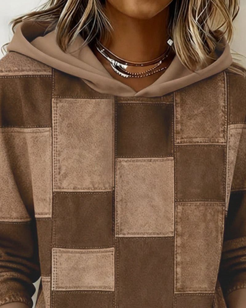 Hoodie à carreaux à manches longues