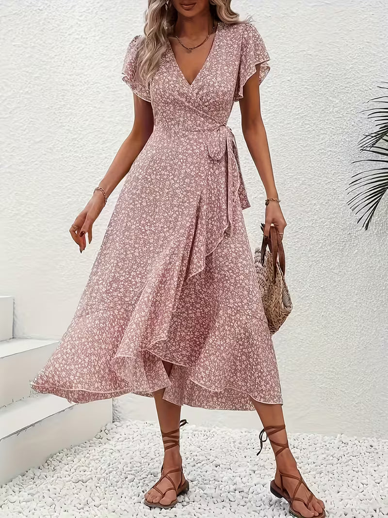 Elara | Robe portefeuille fluide et évasée