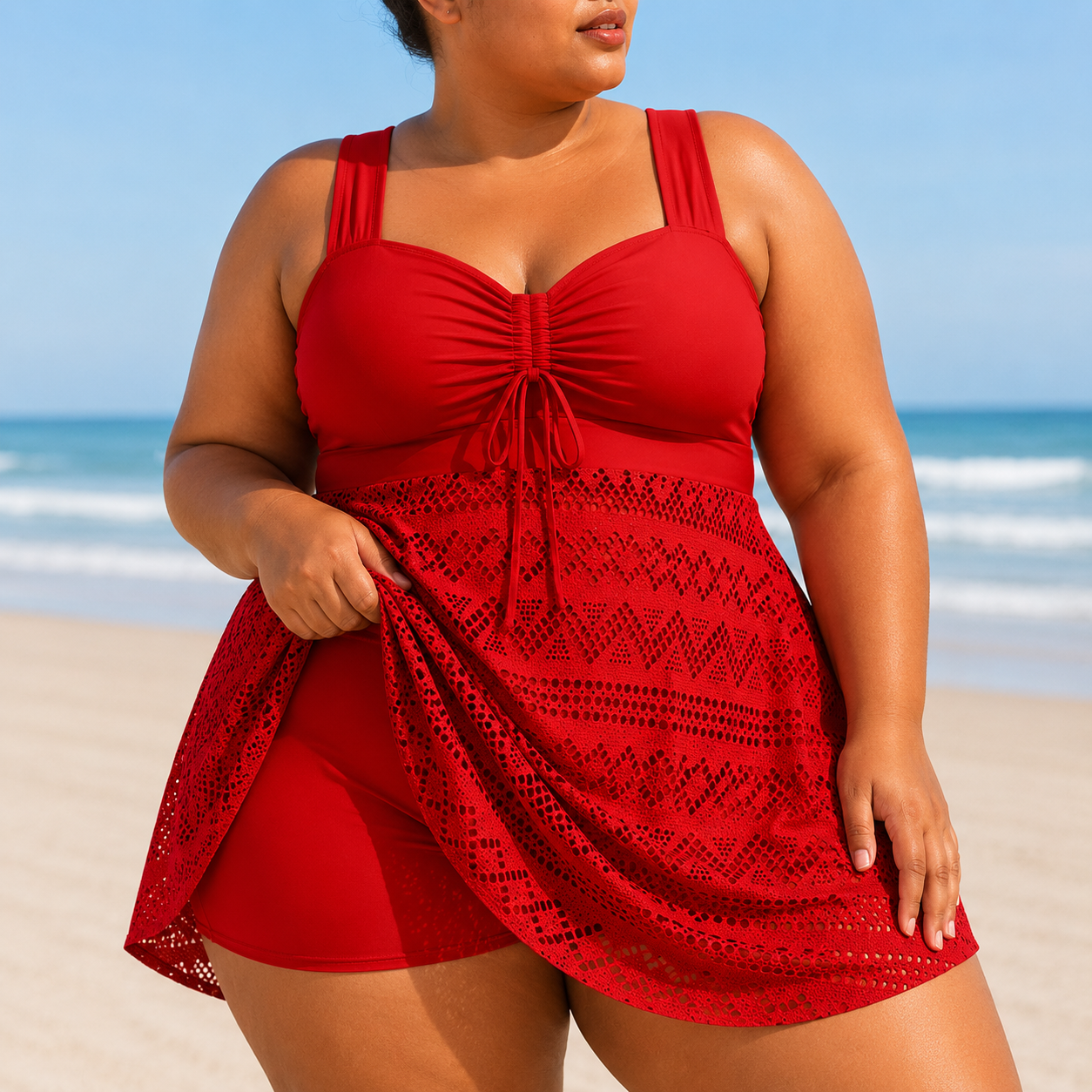 Robe de bain élégante Emille pour femmes en grande taille avec drapé fluide