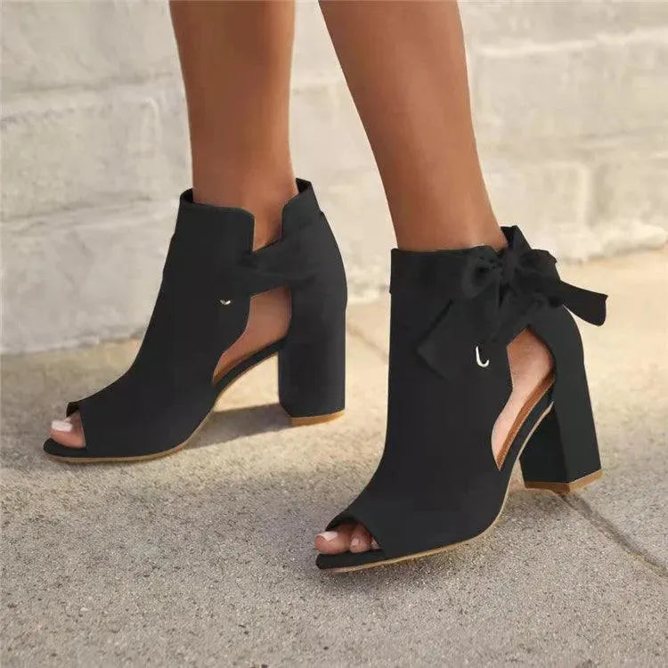 Sandales À Talon Bloc Avec Nœud Latéral Et Bout Ouvert Pour Femme | Idéales Pour Usage Quotidien Et Événements