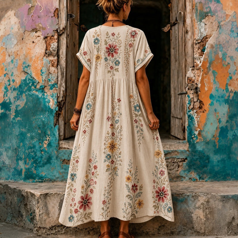 Emalia | Robe fleurie fluide à coupe décontractée