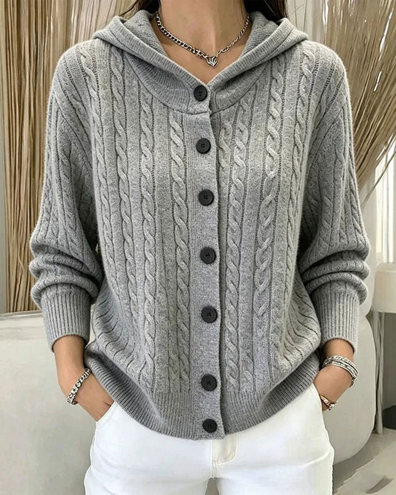 Cardigan Tricot Ouvert à Capuche