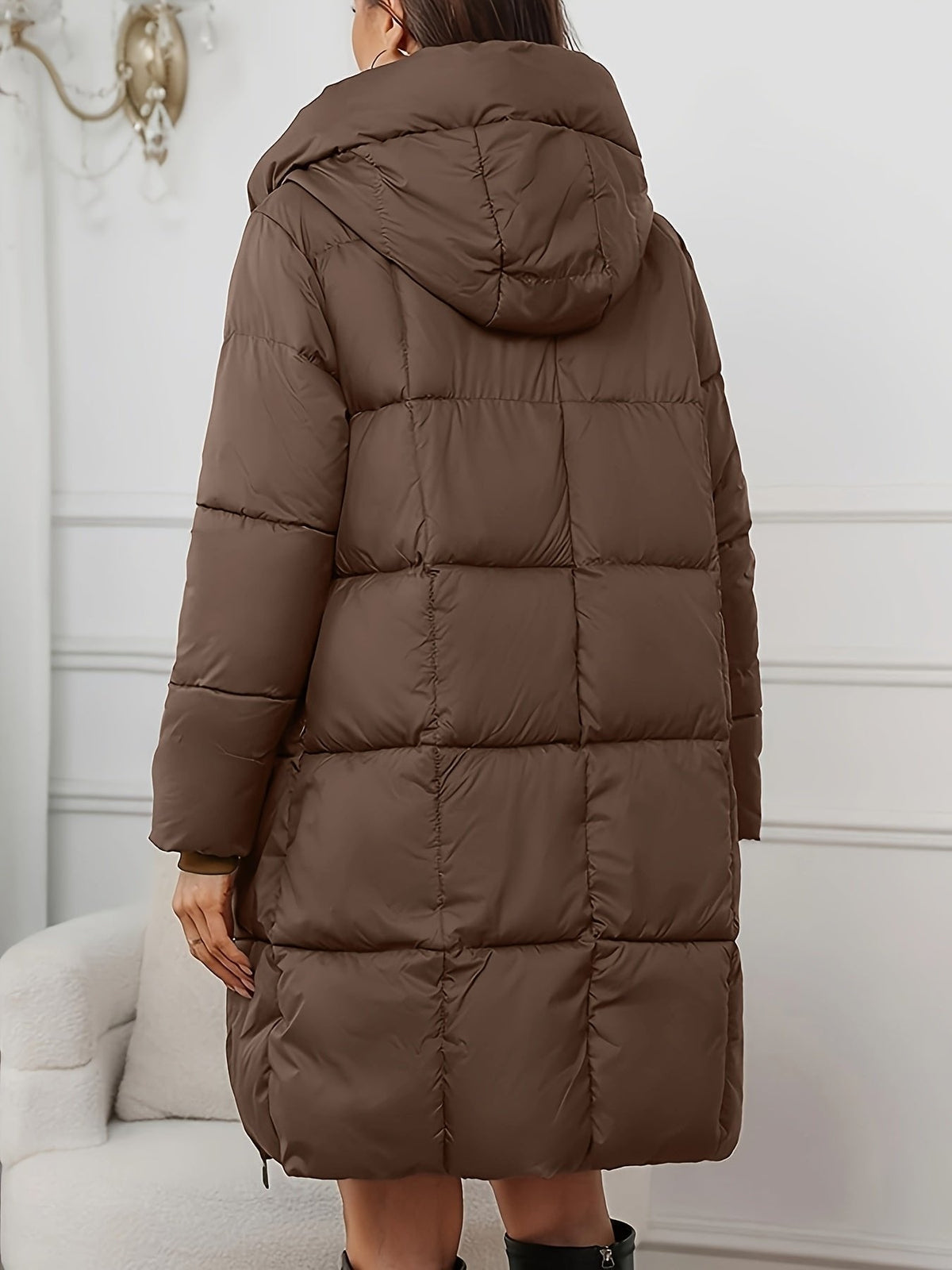 Mila | Veste matelassée classique et longue avec capuche