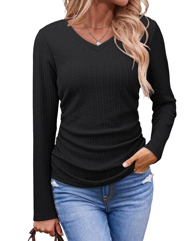 Blouse Col En V Slim Fit Texturée
