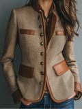 Helen - Veste en Cuir Classique en Tweed