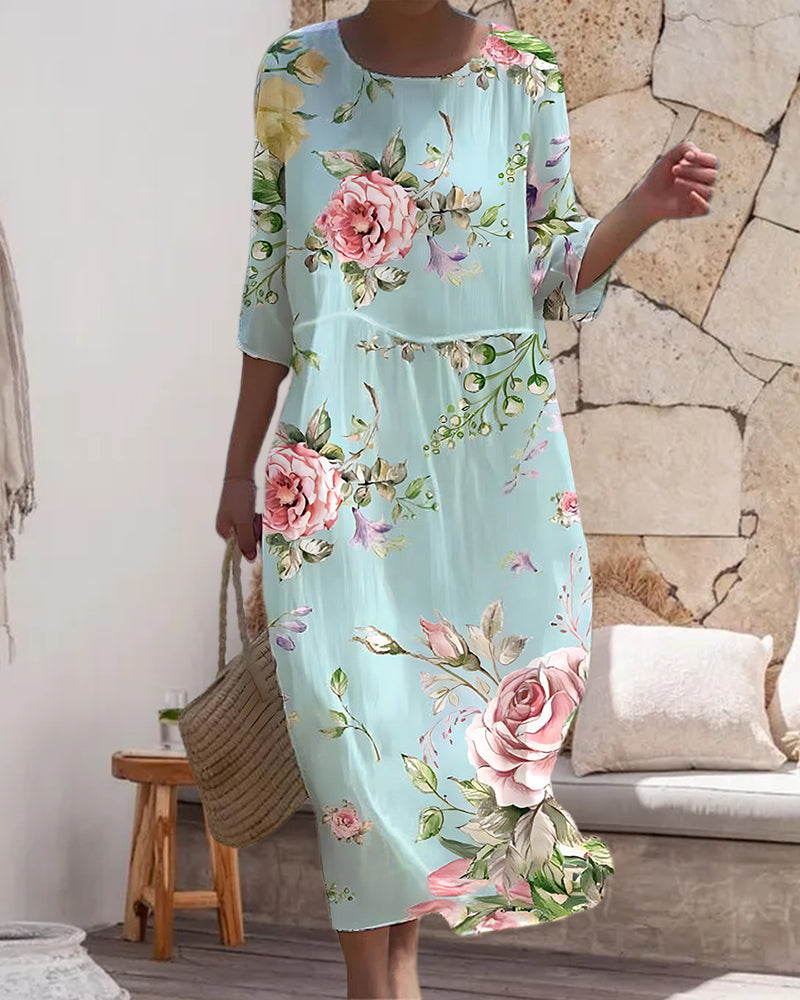 Miranda - Robe Fleurie Élégante, Qui Masque le Ventre