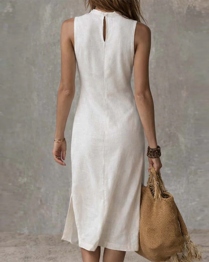 Robe Élégante Sans Manches Fente