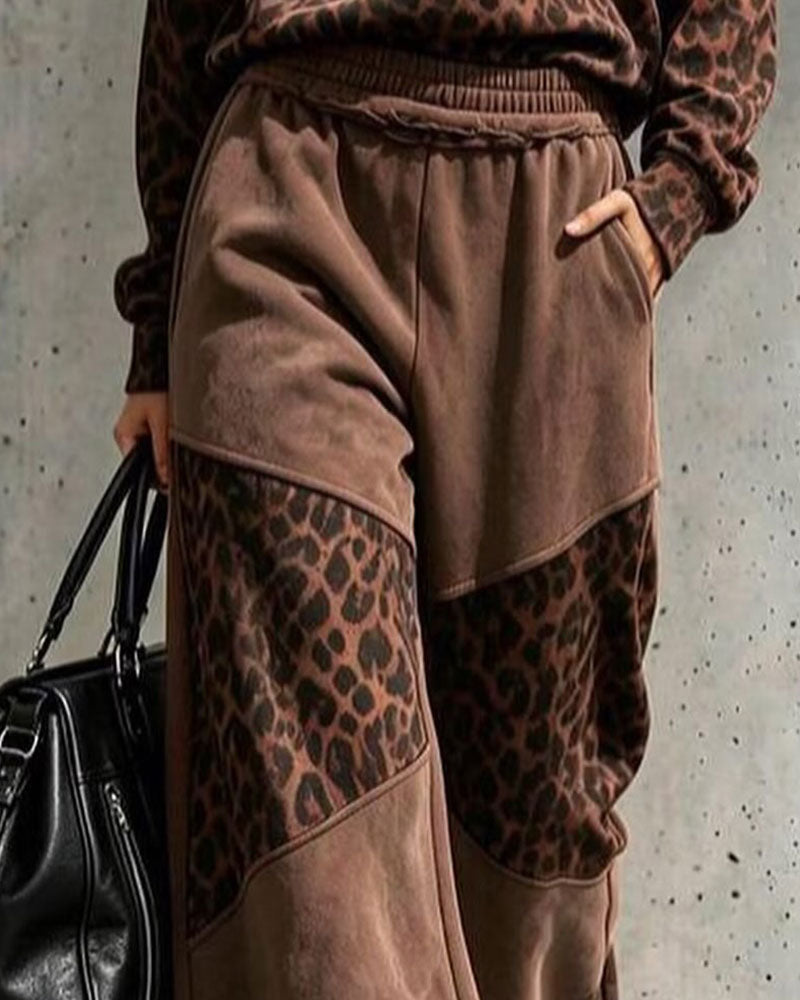 Ensemble de Sweatshirt à Imprimé Léopard