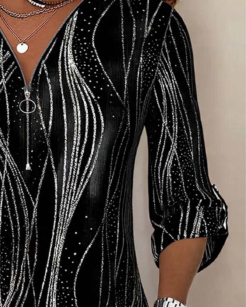 Blouse Fermeture Éclair Ligne Shimmer