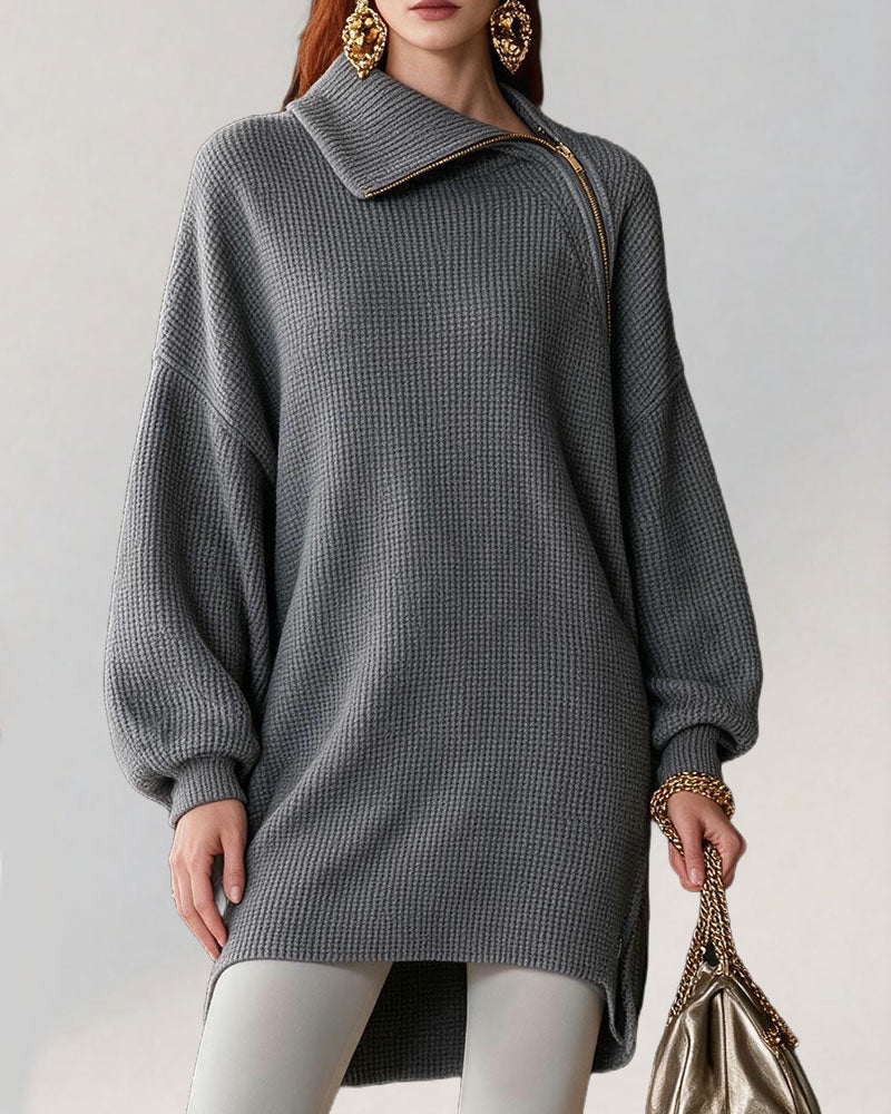 Robe Longue Tricotée avec Fermeture Éclair