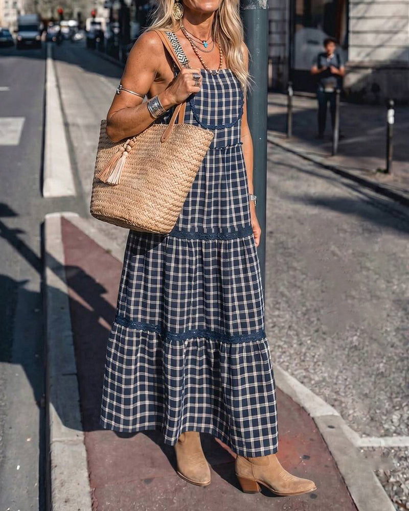 Robe Camisole Carreau Patchwork