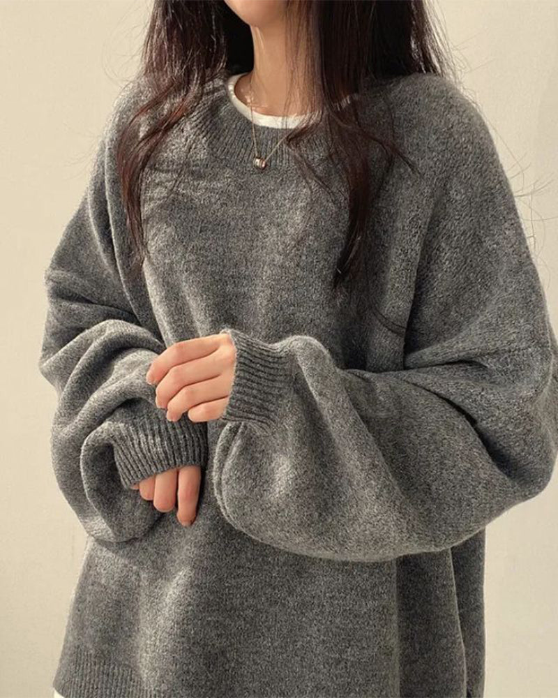 Pull à col rond avec fente sur le côté