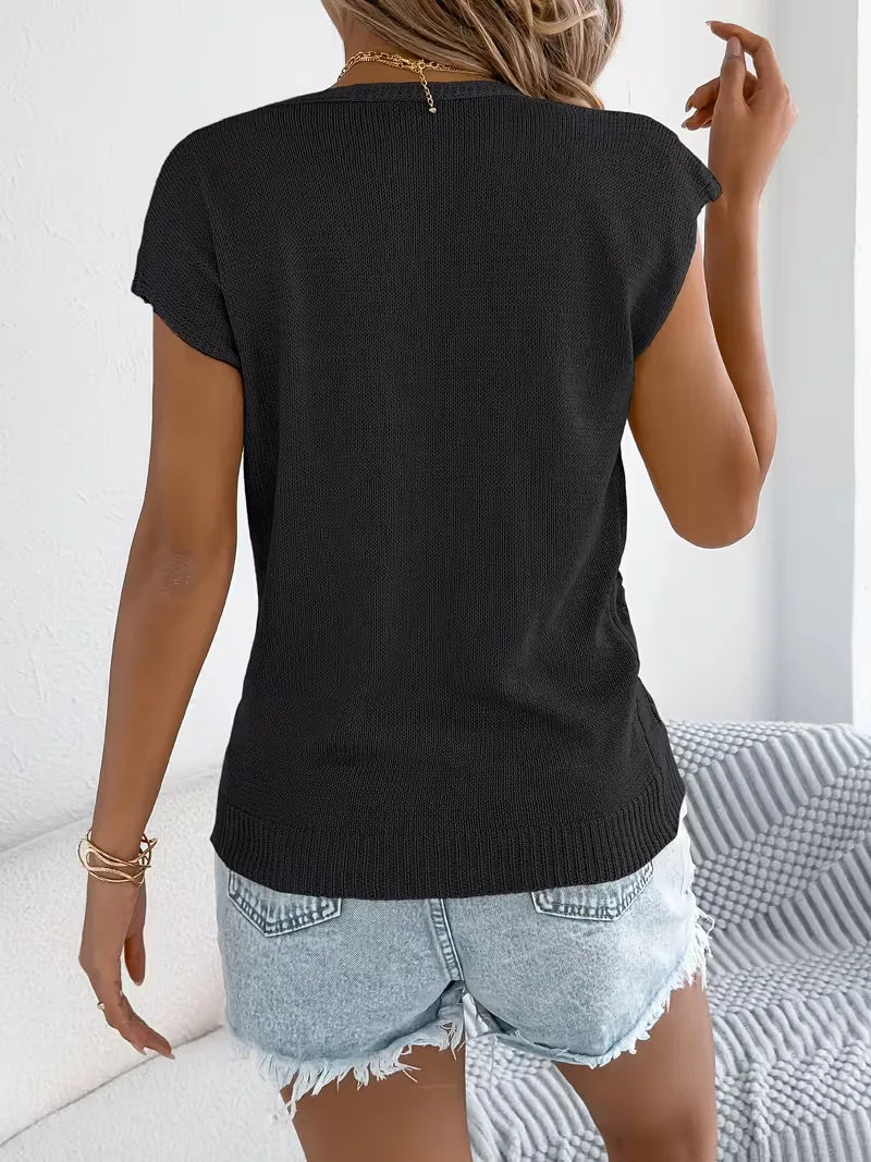 Emma - Top en Tricot Élégante à Col V