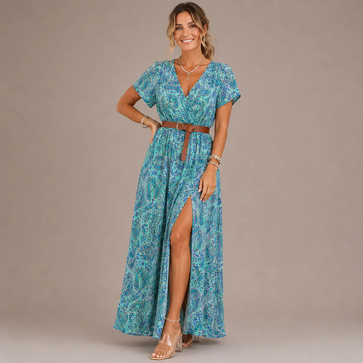 Golissa | Robe maxi boho avec décolleté en V et imprimé floral