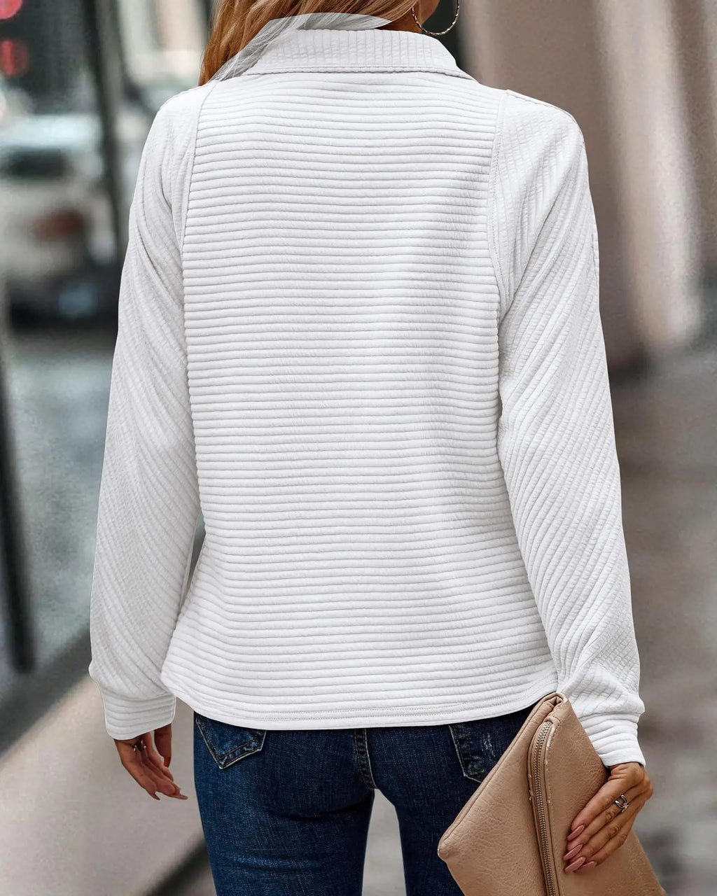 Laura - Pull Long à Manches avec Col et Détail de Zip