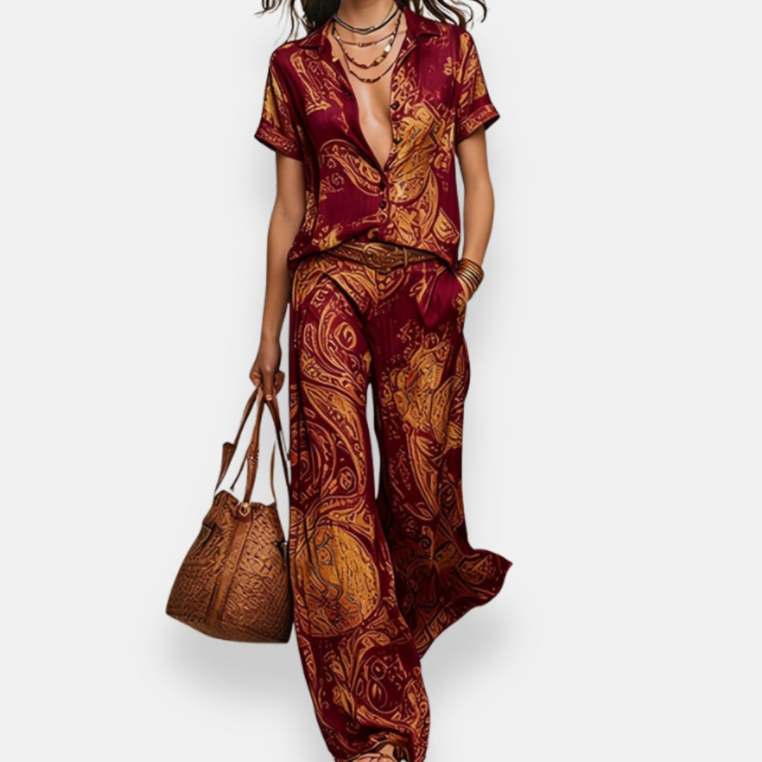 Azarie | Ensemble léger imprimé avec pantalon ample