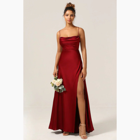 Robe de soirée à fente haute pour femme | Maxi