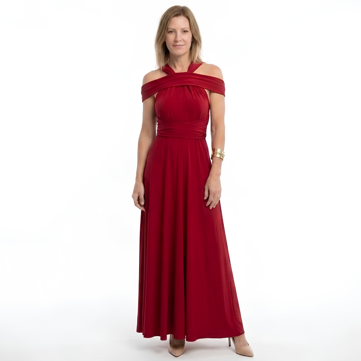 Robe Maxi Convertible Infinity avec Bretelles Multi-Positions et Jupe Fluide
