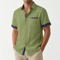 Chemise à Manches Courtes pour Homme avec Col Classique et Bordures Imprimées