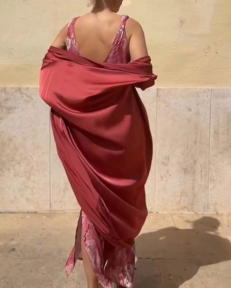 Robe Maxi Sans Manches + Ensemble Cardigan Assorti