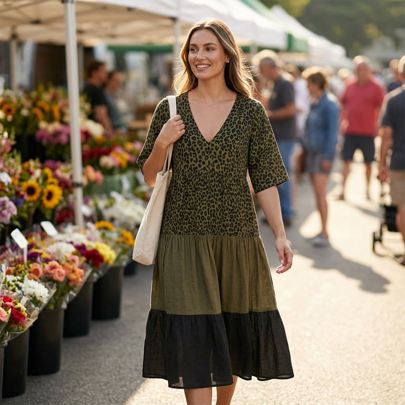 Oellame | Robe maxi élégante avec jupe à volants