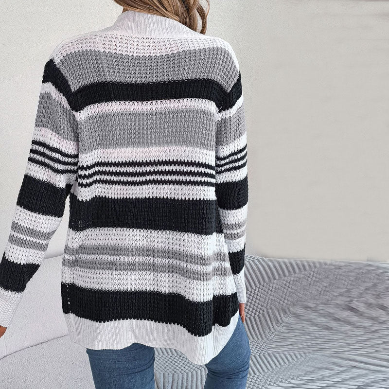 Cardigan à rayures ouvert pour femmes