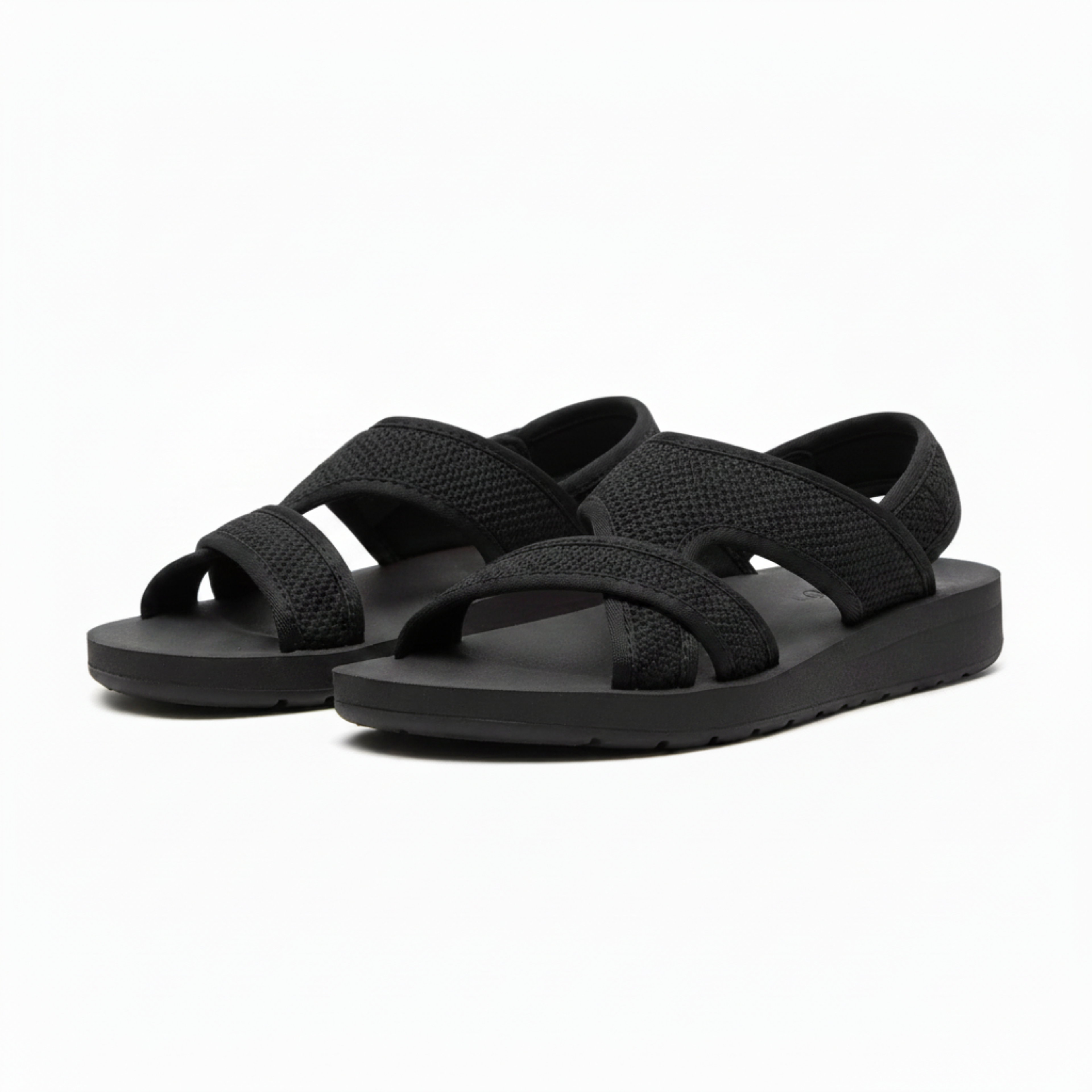Sandales Plates de Femme avec Brides en Tissu et Semelle en Caoutchouc Antidérapante