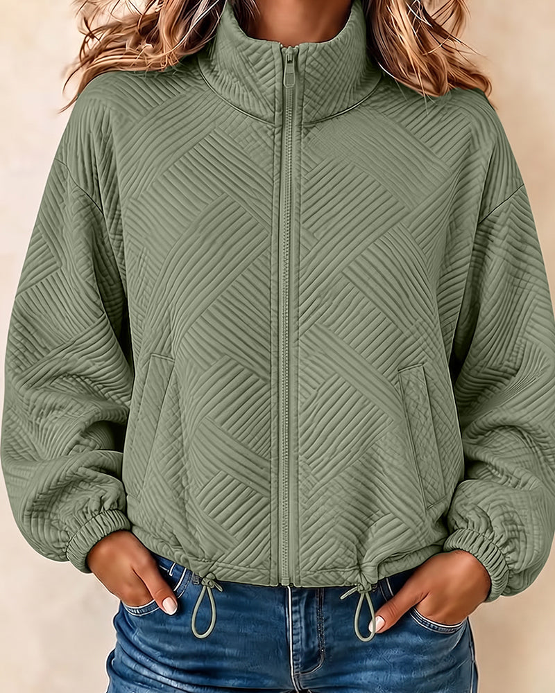 Veste courte à col montant et fermeture éclair