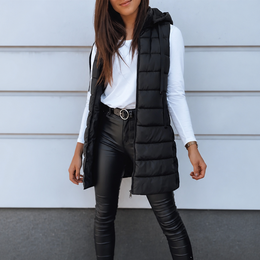 Amelie | Gilet Puffer Long Élégant et Polyvalent pour Femmes